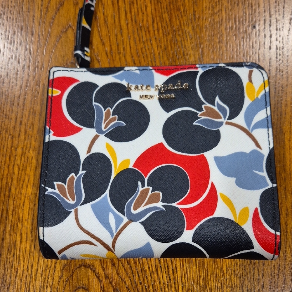 KATE SPADE Black and Red Floral Wallet